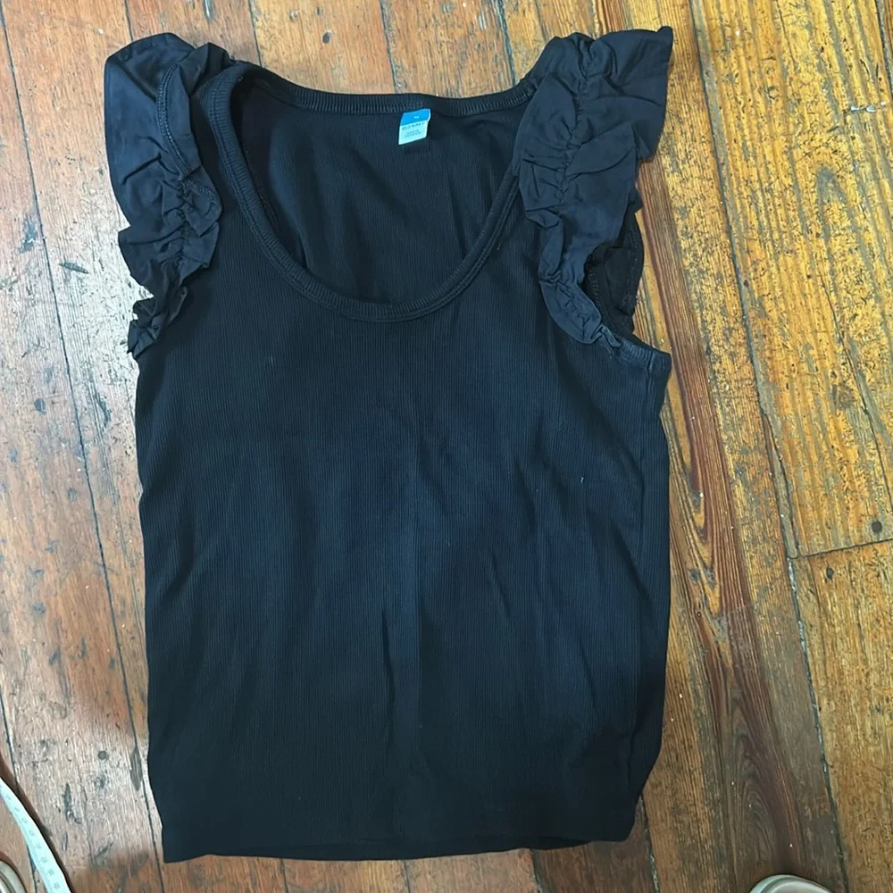 Old Navy Black Flutter Sleeve Blouse - Picture 4 of 7